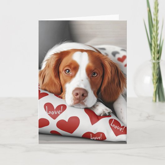 Brittany Spanel Valentine Card Dankeskarte (Vorderseite)