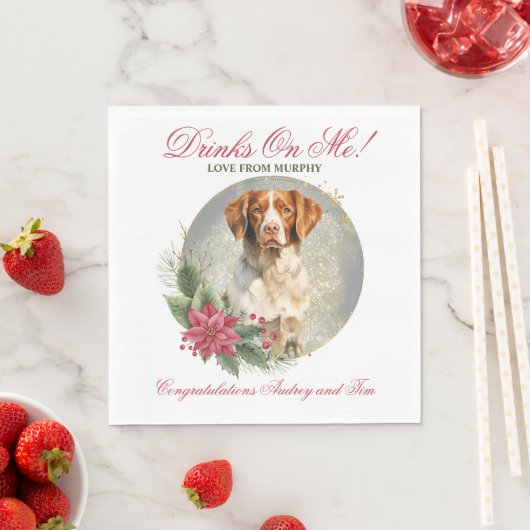 Brittany Spanel Wedding Napkins mit Hunden Foto Serviette (Beispiel)