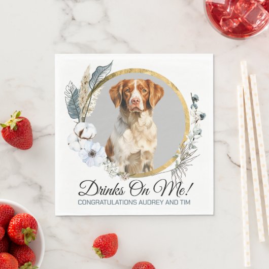 Brittany Spanel Wedding Napkins mit Hunden Foto Serviette (Beispiel)