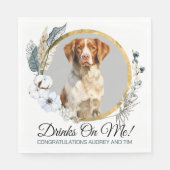 Brittany Spanel Wedding Napkins mit Hunden Foto Serviette (Vorderseite)