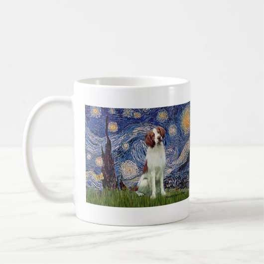 Brittany Spaniel 3 - Starry Night Kaffeetasse (Links)