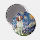 Brittany Spaniel 3 - Starry Night Magnet (Vorderseite/Rückseite)