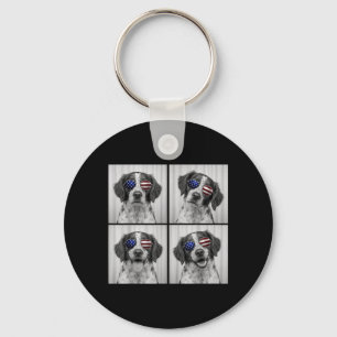 Brittany Spaniel 4. Juli Amerikanische Flagge Hund Schlüsselanhänger