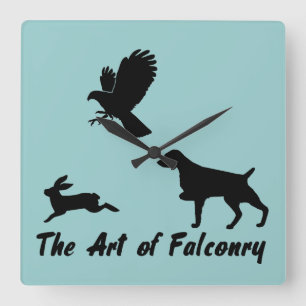 Brittany Spaniel and Falconry Quadratische Wanduhr