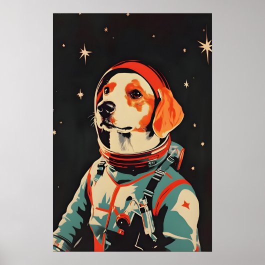 Brittany Spaniel Astronaut Poster, Brittany Retro Poster (Vorne)