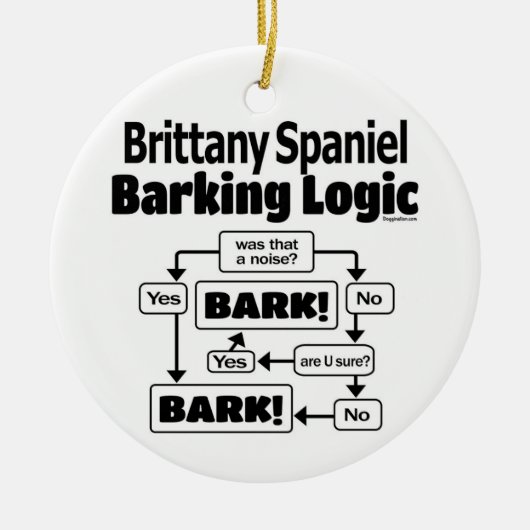 Brittany Spaniel Barking Logic Keramik Ornament (Vorne)
