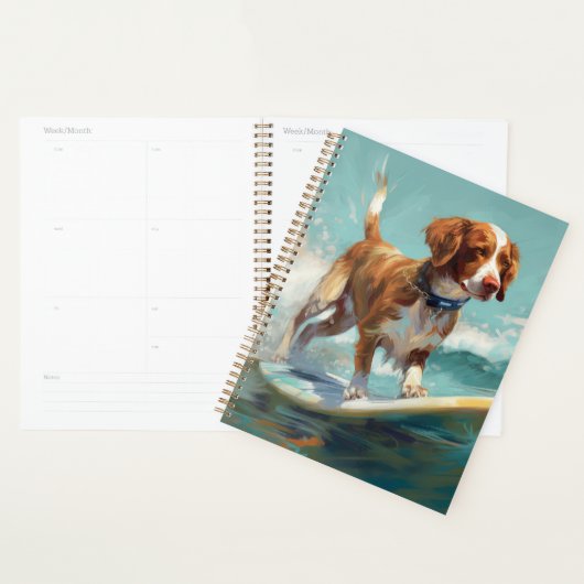 Brittany Spaniel Beach Surfing Painting Planer (Anzeige)