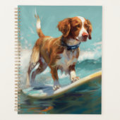 Brittany Spaniel Beach Surfing Painting  Planer (Vorderseite)