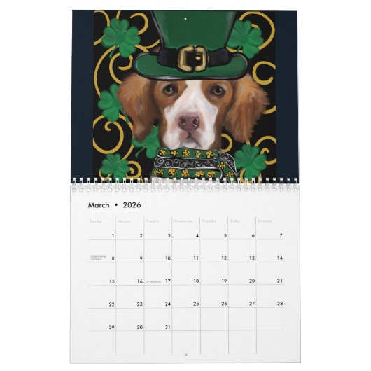 Brittany Spaniel Calendar Kalender (Mär 2026)