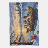 Brittany Spaniel Christmas Boat Holiday Geschirrtuch (Vertikal)