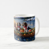 Brittany Spaniel Christmas Boat Holiday Kaffeetasse (VorderseiteRechts)