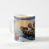 Brittany Spaniel Christmas Boat Holiday Kaffeetasse (Vorderseite Links)