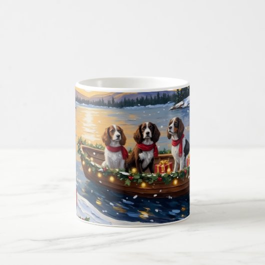 Brittany Spaniel Christmas Boat Holiday Kaffeetasse (Mittel)