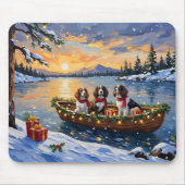 Brittany Spaniel Christmas Boat Holiday Mousepad (Vorne)