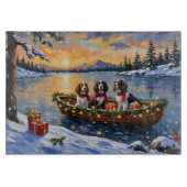 Brittany Spaniel Christmas Boat Holiday Schneidebrett (Vorderseite)