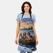 Brittany Spaniel Christmas Boat Holiday Schürze (Getragen)