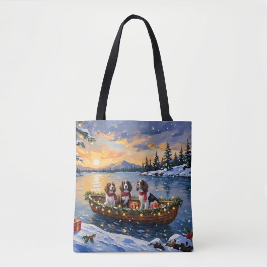 Brittany Spaniel Christmas Boat Holiday Tasche (Vorderseite)