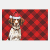 Brittany Spaniel Christmas Dog Red Buffalo Kariert Geschenkpapier Set (Vorderseite 3)