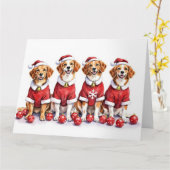Brittany Spaniel Christmas Dress Santa Hat Karte (Gelbe Blume)