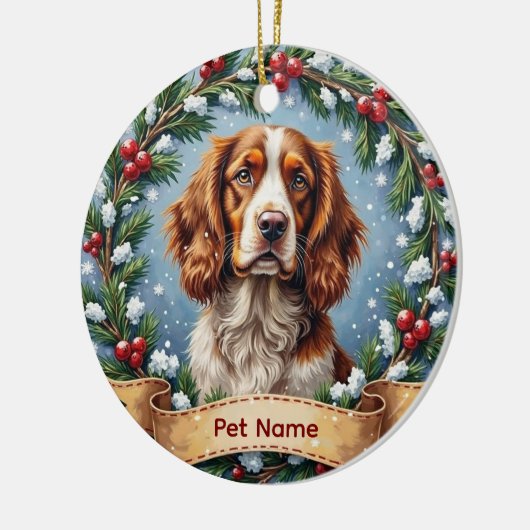 Brittany Spaniel Christmas Keramik Ornament (Links)