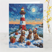 Brittany Spaniel Christmas Lighthouse Holiday Karte (Gelbe Blume)