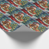 Brittany Spaniel Christmas Santa Bag Adventure Geschenkpapier (Ecke)