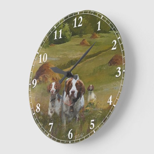 Brittany Spaniel Clock Große Wanduhr (Winkel)