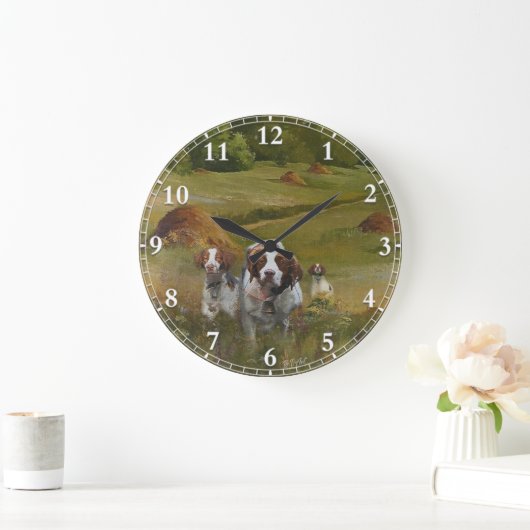 Brittany Spaniel Clock Große Wanduhr (Zuhause)