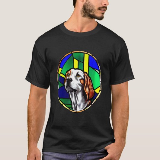 Brittany Spaniel - Colorful Stained Glass_3 T-Shirt (Vorderseite)