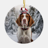Brittany Spaniel Dog Christmas Keepake Keramik Ornament (Vorne)