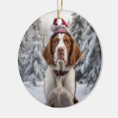 Brittany Spaniel Dog Christmas Keepake Keramik Ornament (Links)