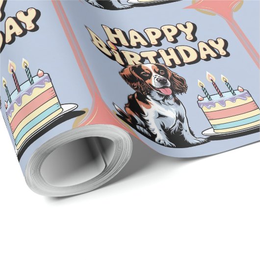 Brittany Spaniel Dog Colorful Geschenkpapier (Rolleneckpunkt)