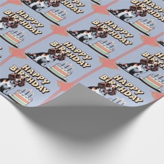 Brittany Spaniel Dog Colorful Geschenkpapier (Ecke)