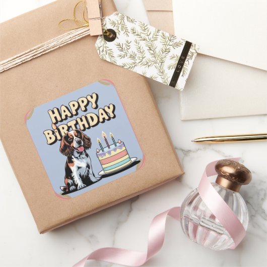 Brittany Spaniel Dog Colorful Quadratischer Aufkleber (Schenken)