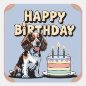 Brittany Spaniel Dog Colorful Quadratischer Aufkleber (Vorderseite)