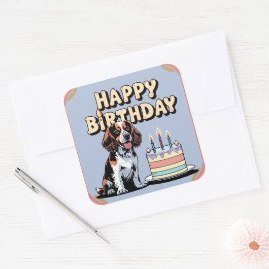 Brittany Spaniel Dog Colorful Quadratischer Aufkleber (Umschlag)