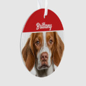 Brittany Spaniel Dog Holiday Foto Weihnachten Ornament (Vorderseite)