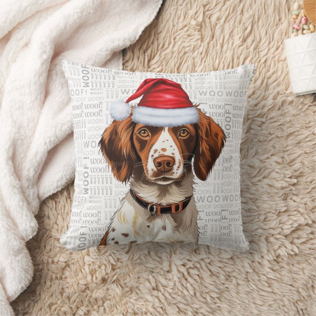 Brittany Spaniel Dog Lover Weihnachtsfeiertag Kissen (Decke)