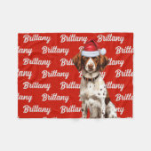 Brittany Spaniel Dog Name Gemustert Weihnachten Fleecedecke (Vorderseite (Horizontal))