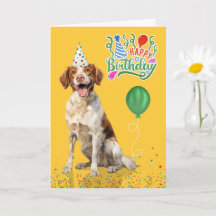 Brittany Spaniel Dog Party Hat Yellow Birthday
