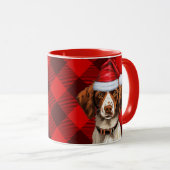 Brittany Spaniel Dog Red Buffalo Karierte Weihnach Tasse (VorderseiteRechts)