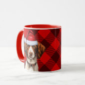 Brittany Spaniel Dog Red Buffalo Karierte Weihnach Tasse (Vorderseite Links)