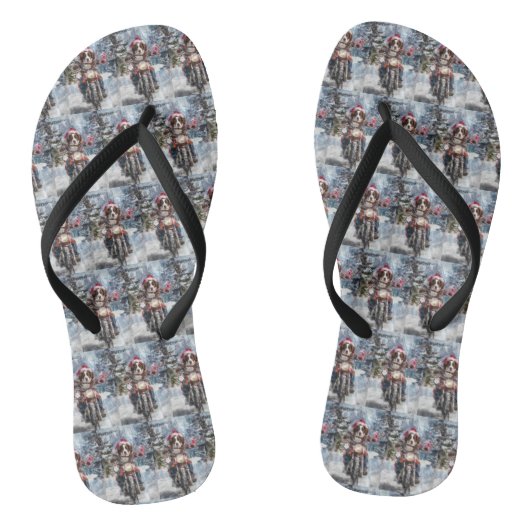 Brittany Spaniel Dog Riding Motorrad Weihnachten Badesandalen (Fußbett)