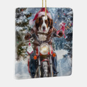 Brittany Spaniel Dog Riding Motorrad Weihnachten Keramikornament (Rechts)