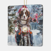 Brittany Spaniel Dog Riding Motorrad Weihnachten Keramikornament (Links)
