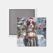 Brittany Spaniel Dog Riding Motorrad Weihnachten Magnet (Vorderseite/Rückseite)