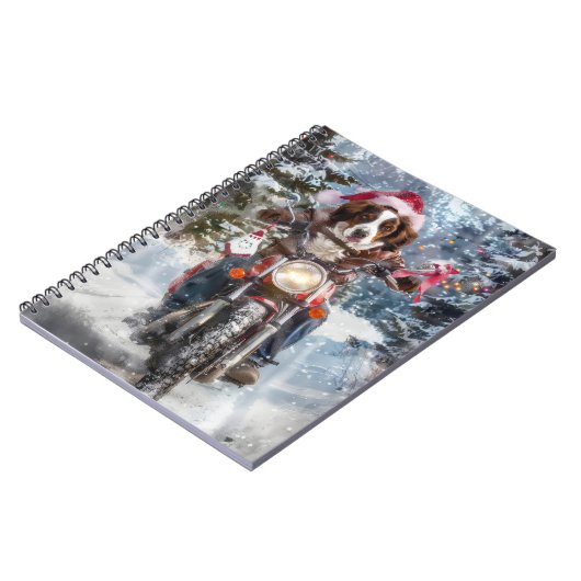 Brittany Spaniel Dog Riding Motorrad Weihnachten Notizblock