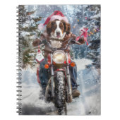Brittany Spaniel Dog Riding Motorrad Weihnachten Notizblock (Vorderseite)