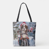 Brittany Spaniel Dog Riding Motorrad Weihnachten Tasche (Rückseite)