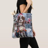 Brittany Spaniel Dog Riding Motorrad Weihnachten Tasche (Von Nahem)